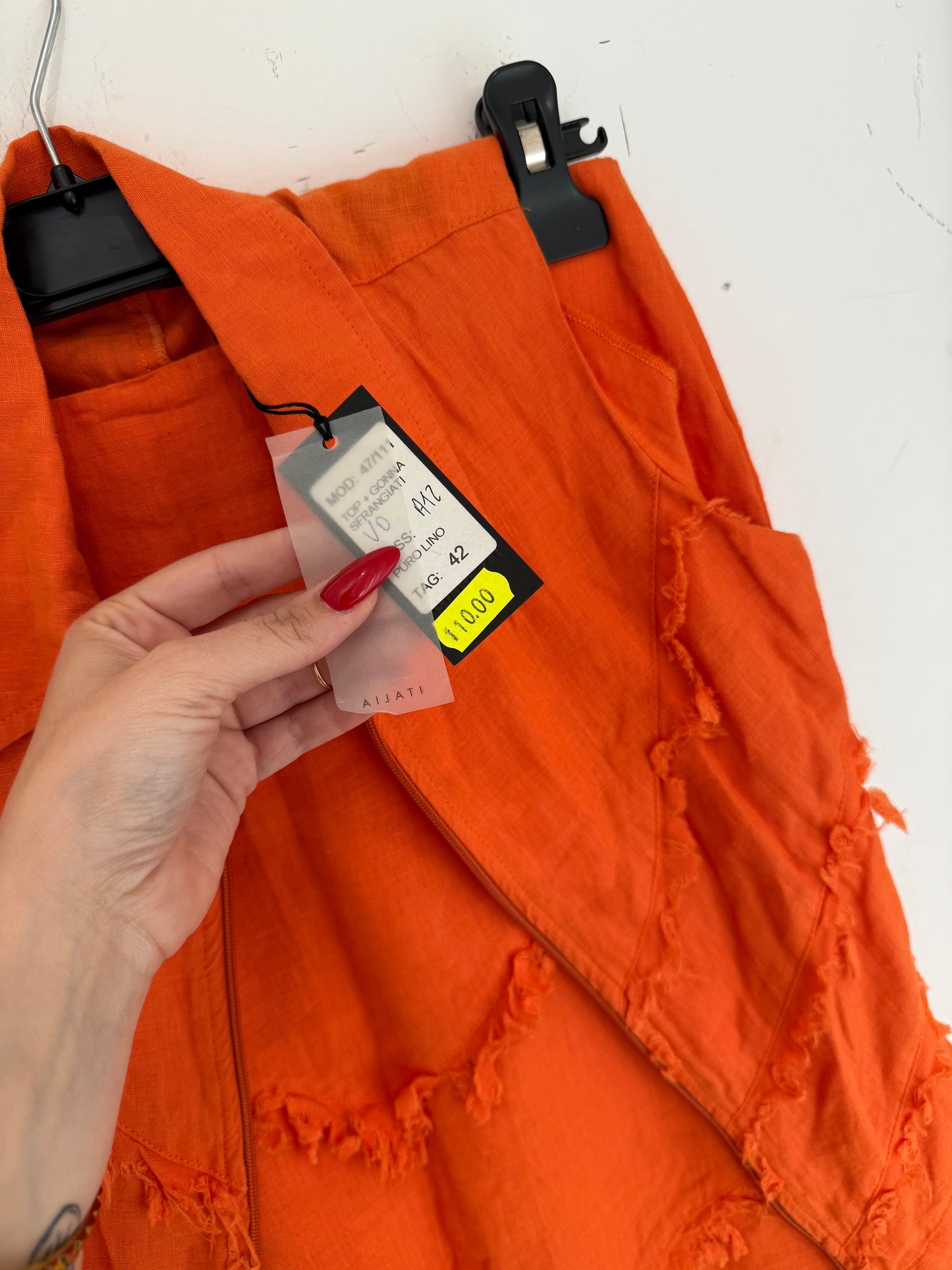 Coordinato 100% lino gilet e gonna lunga