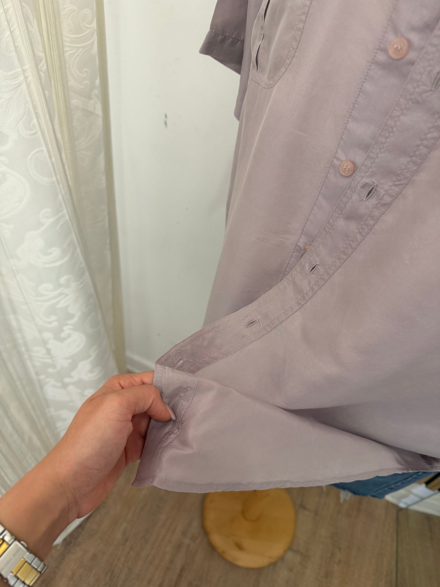 Camicia Vintage in seta lilla XL