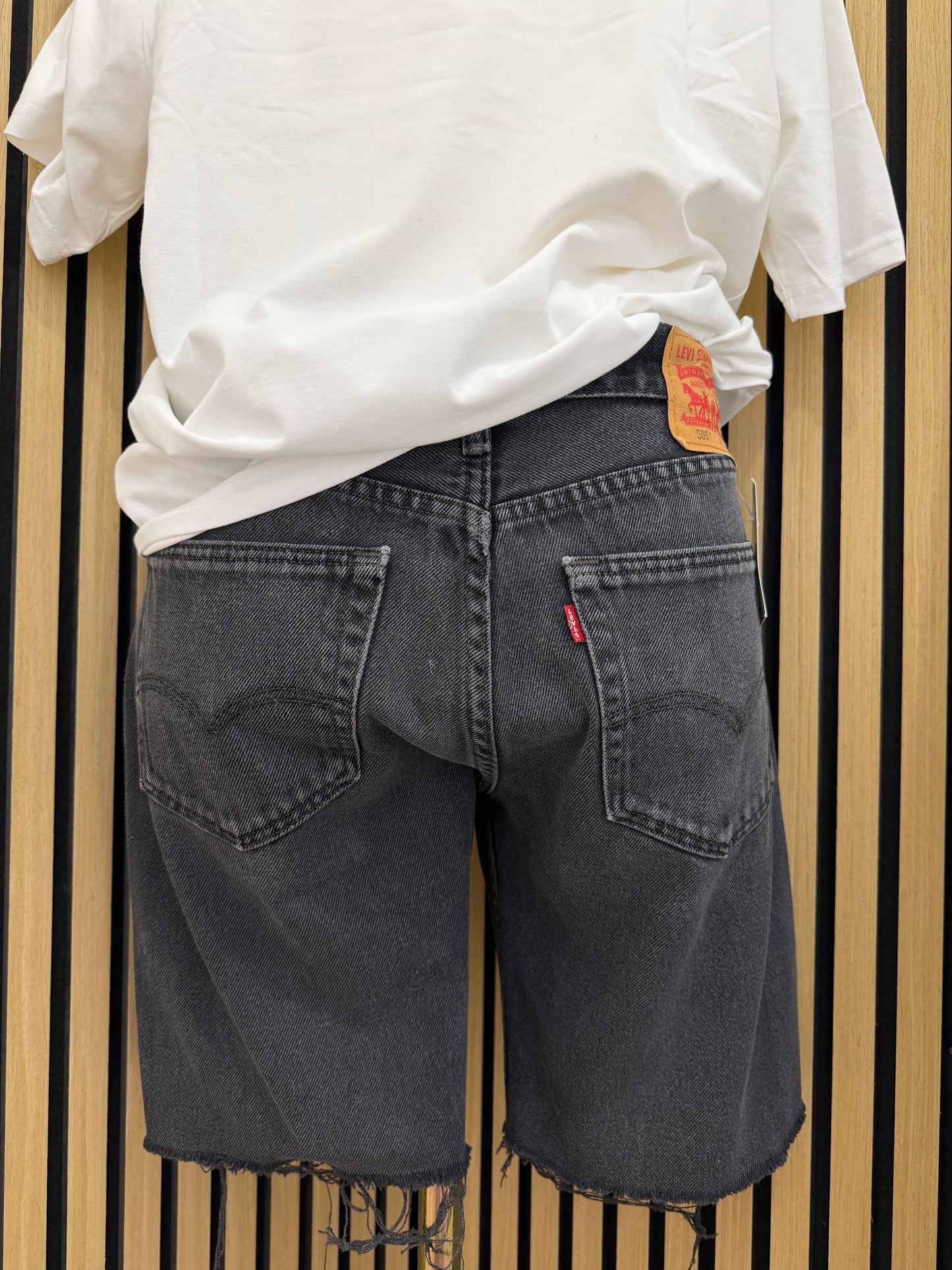 Bermuda in Denim Nero Vintage Levi's 505 unisex tg 44 ita