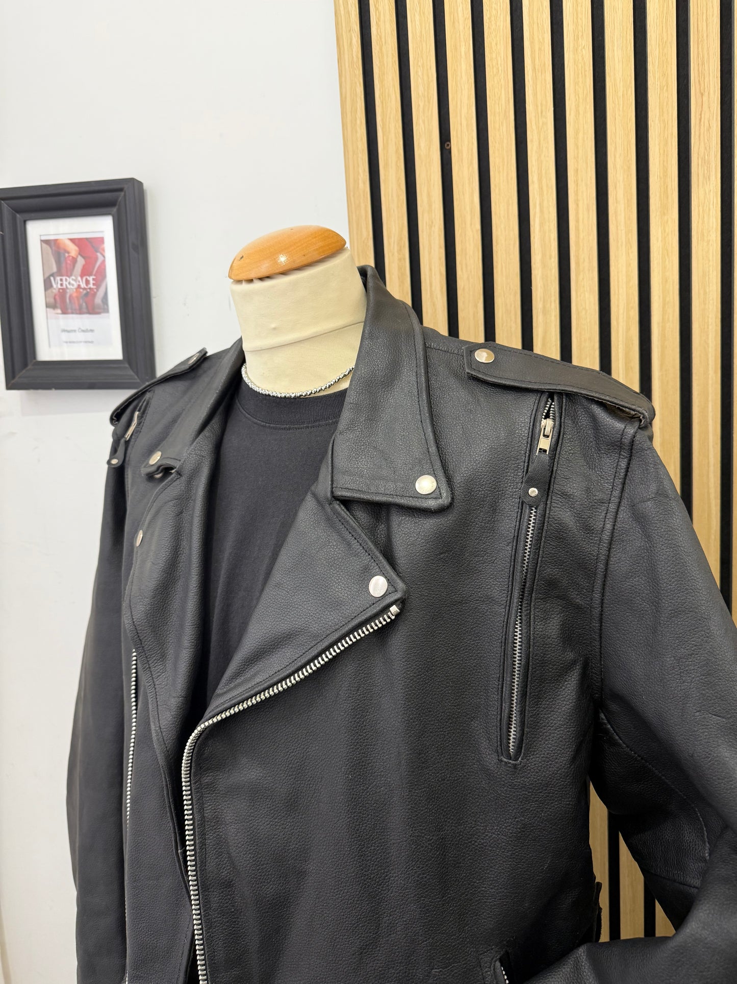 Chiodo motociclista, in vera pelle, unisex Made in USA